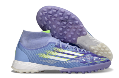 Men's Adidas F50 Elite Mid TF Artificial Turf Low-Tops Football Shoes - Purple/Silver/Yellow