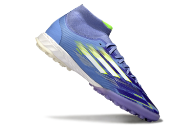 Men's Adidas F50 Elite Mid TF Artificial Turf Low-Tops Football Shoes - Purple/Silver/Yellow