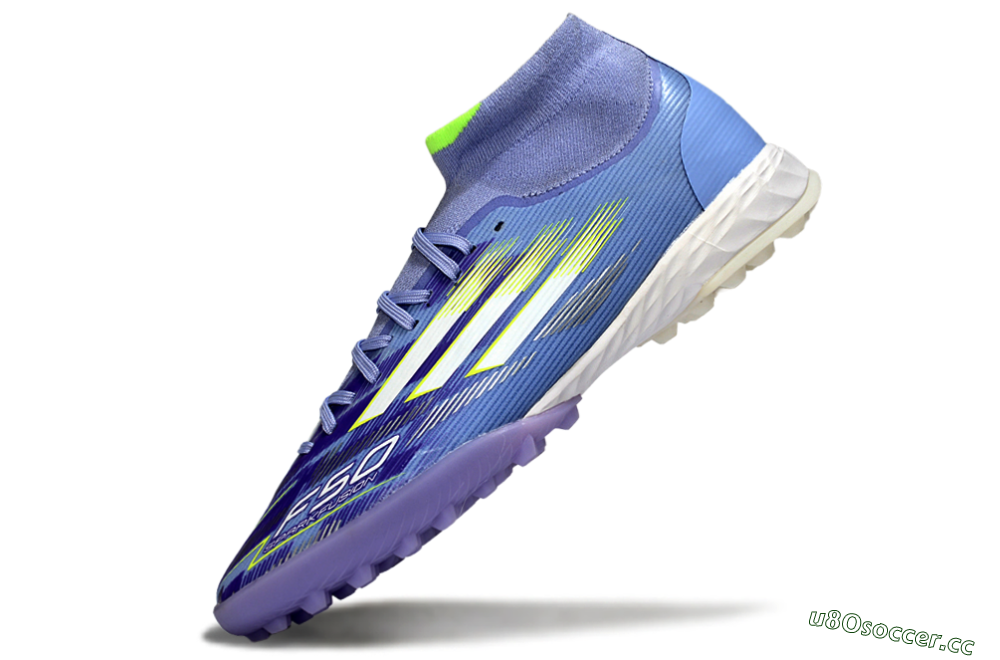 Men's Adidas F50 Elite Mid TF Artificial Turf Low-Tops Football Shoes - Purple/Silver/Yellow 5