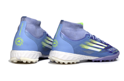 Men's Adidas F50 Elite Mid TF Artificial Turf Low-Tops Football Shoes - Purple/Silver/Yellow