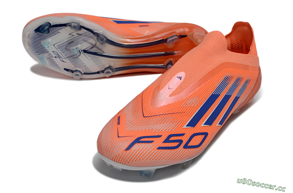 Unisex Adidas F50+ Elite Laceless FG Firm Ground Low-Tops Football Boots - Red/Blue/Silver 3