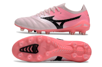 Men's Mizuno Morelia Neo 4 FG Firm Ground Low-Tops Football Boots - White/Vibrant Pink/Black