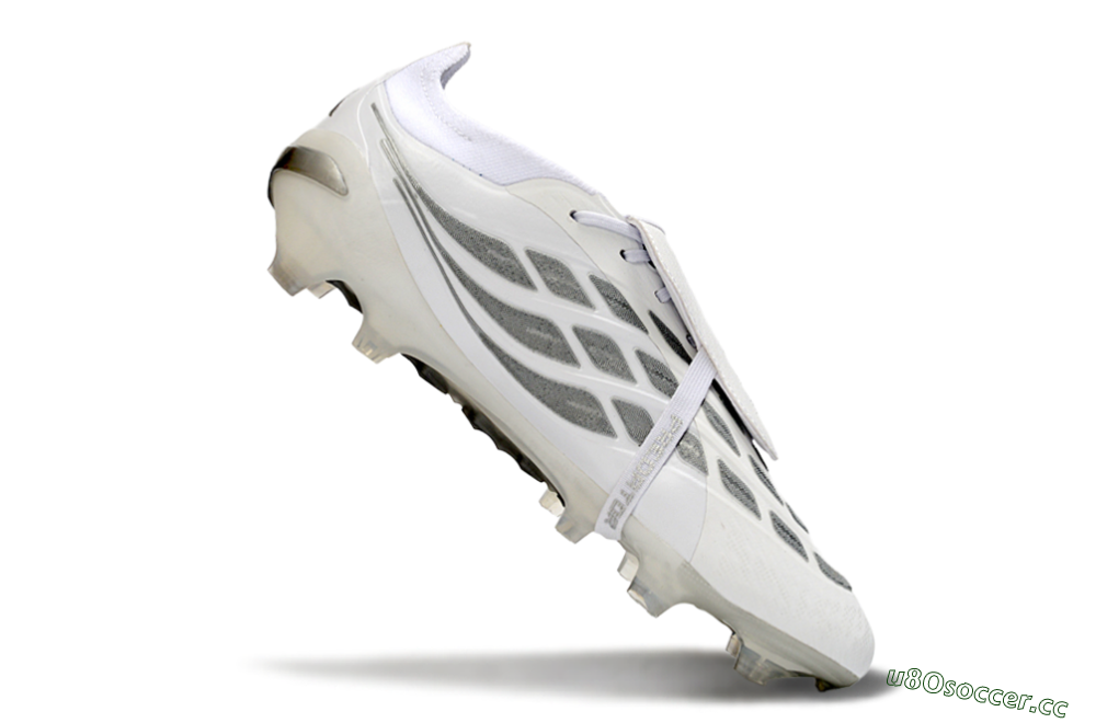 Men's Adidas Predator 26 Elite Fold-Over Tongue FG Firm Ground Low-Tops Football Boots - White/Silver Shadows/Crystal White 4