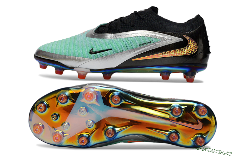 Unisex Nike Phantom 6 Low Elite AG Artificial Grass Low-Tops Football Boots - Jade/Black/Silver 1