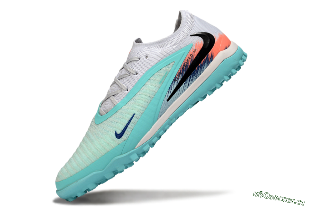 Unisex Nike Phantom 6 Low Elite TF Artificial Turf Low-Tops Football Shoes - Aqua/Sunset Orange/Deep Blue 5