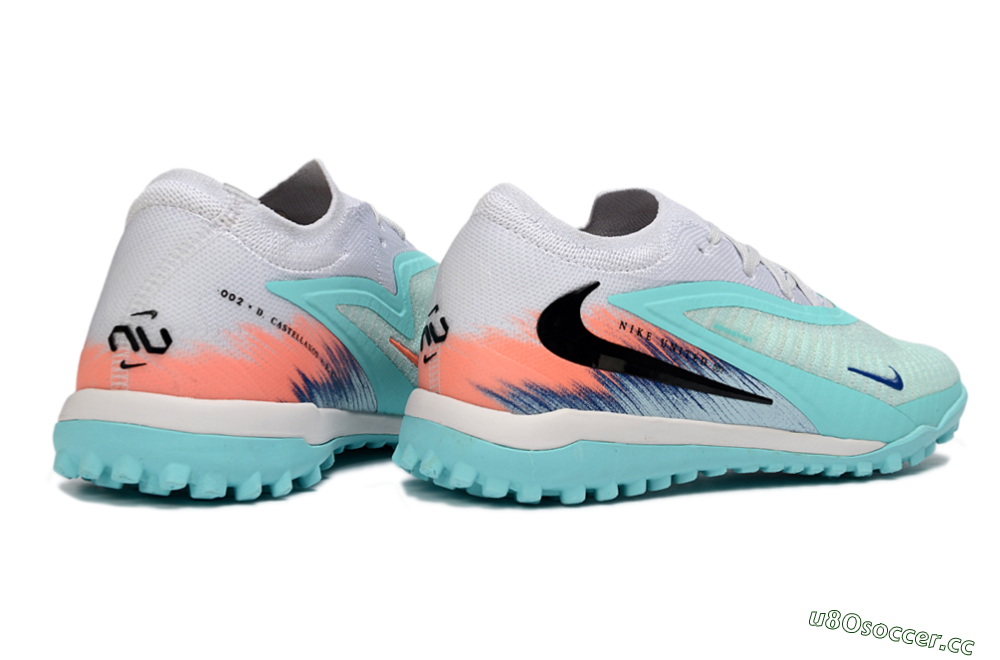 Unisex Nike Phantom 6 Low Elite TF Artificial Turf Low-Tops Football Shoes - Aqua/Sunset Orange/Deep Blue 6