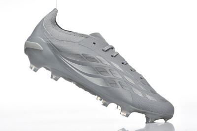 Men's Adidas Predator 26 Elite FG Firm Ground Low-Tops Football Boots - Gray/Steel Gray/Crimson Red