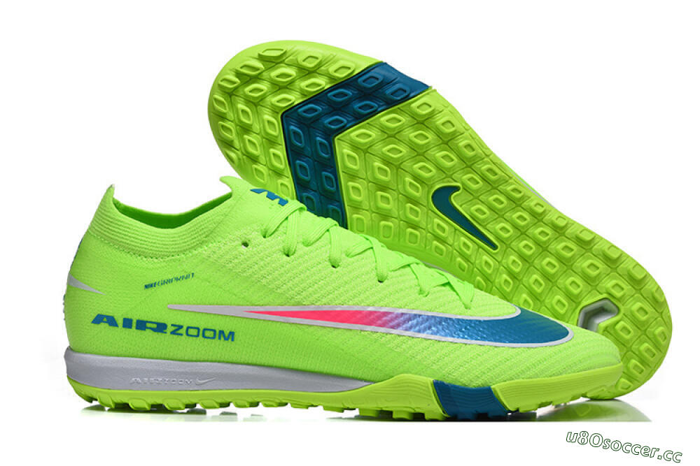 Men's Nike Air Zoom Mercurial Vapor 16 Elite TF Artificial Turf Low-Tops Football Shoes - Green/Electric Green/Navy Blue 2