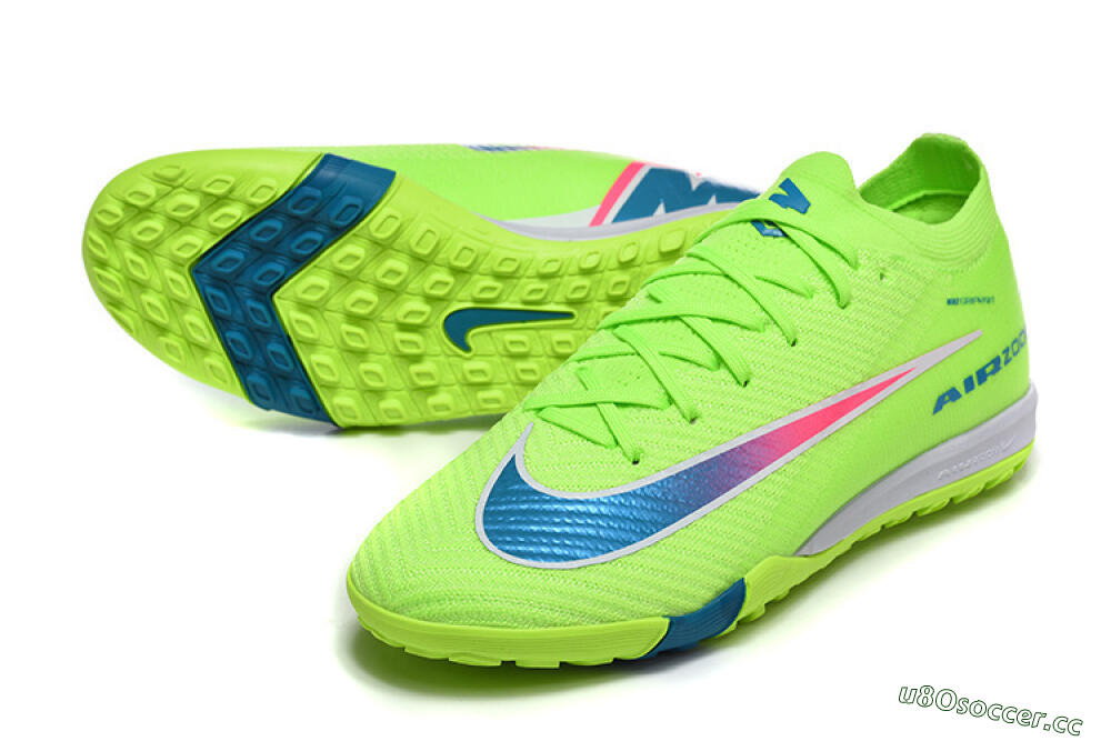 Men's Nike Air Zoom Mercurial Vapor 16 Elite TF Artificial Turf Low-Tops Football Shoes - Green/Electric Green/Navy Blue 3