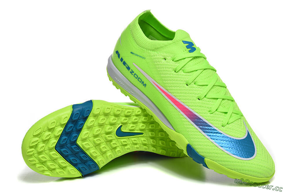 Men's Nike Air Zoom Mercurial Vapor 16 Elite TF Artificial Turf Low-Tops Football Shoes - Green/Electric Green/Navy Blue 4