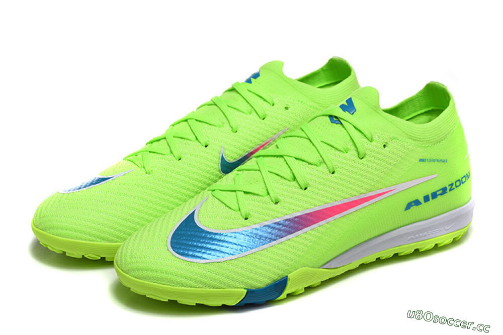 Men's Nike Air Zoom Mercurial Vapor 16 Elite TF Artificial Turf Low-Tops Football Shoes - Green/Electric Green/Navy Blue 5