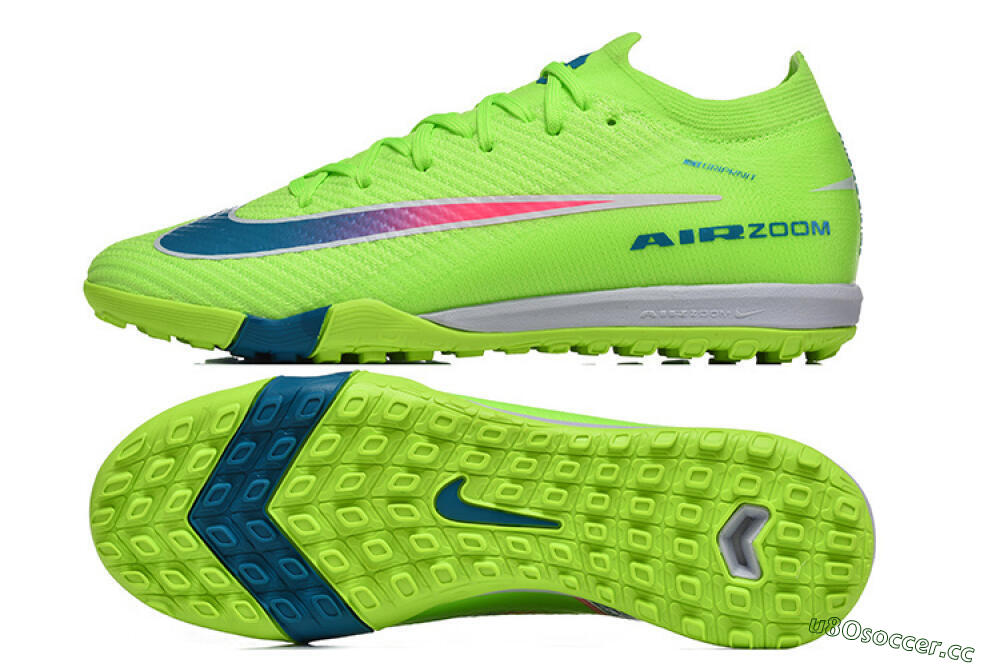 Men's Nike Air Zoom Mercurial Vapor 16 Elite TF Artificial Turf Low-Tops Football Shoes - Green/Electric Green/Navy Blue 1
