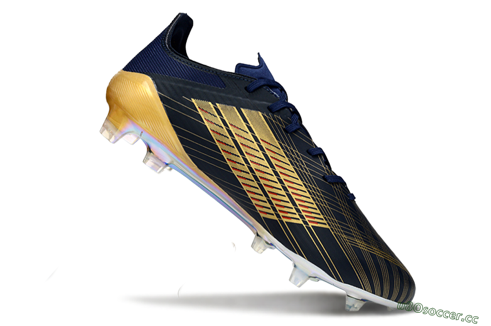 Men's Dembele x Adidas F50 Elite FG Firm Ground Low-Tops Football Boots - Navy/Gold Metallic/Red Accent 4