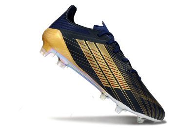 Men's Dembele x Adidas F50 Elite FG Firm Ground Low-Tops Football Boots - Navy/Gold Metallic/Red Accent