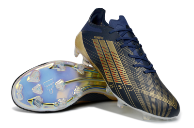 Men's Dembele x Adidas F50 Elite FG Firm Ground Low-Tops Football Boots - Navy/Gold Metallic/Red Accent