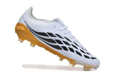 Men's Adidas Predator 26 Elite FG Firm Ground Low-Tops Football Boots - White/Golden Yellow/Black