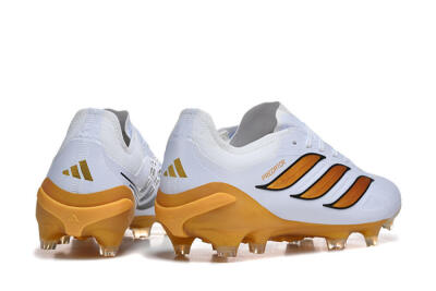 Men's Adidas Predator 26 Elite FG Firm Ground Low-Tops Football Boots - White/Golden Yellow/Black