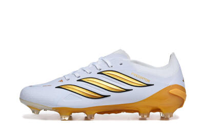 Men's Adidas Predator 26 Elite FG Firm Ground Low-Tops Football Boots - White/Golden Yellow/Black
