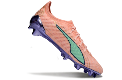 Men's Puma Ultra 5 Ultimate FG Firm Ground Low-Tops Football Boots - Pink/Mint Green/Metallic Purple