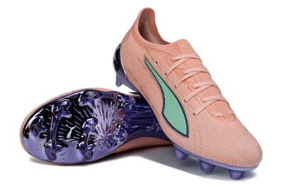 Men's Puma Ultra 5 Ultimate FG Firm Ground Low-Tops Football Boots - Pink/Mint Green/Metallic Purple