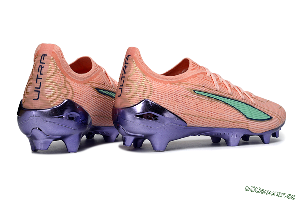 Men's Puma Ultra 5 Ultimate FG Firm Ground Low-Tops Football Boots - Pink/Mint Green/Metallic Purple 6