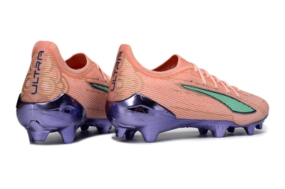 Men's Puma Ultra 5 Ultimate FG Firm Ground Low-Tops Football Boots - Pink/Mint Green/Metallic Purple