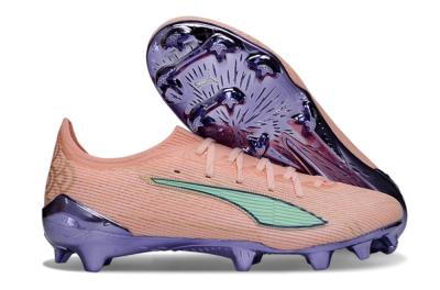 Men's Puma Ultra 5 Ultimate FG Firm Ground Low-Tops Football Boots - Pink/Mint Green/Metallic Purple