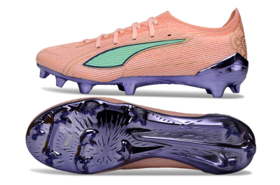 Men's Puma Ultra 5 Ultimate FG Firm Ground Low-Tops Football Boots - Pink/Mint Green/Metallic Purple