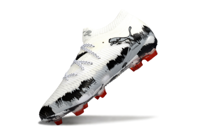 Men's Puma Future 8 Ultimate FG Firm Ground Low-Tops Football Boots - White/Crimson Black/Shadow Grey