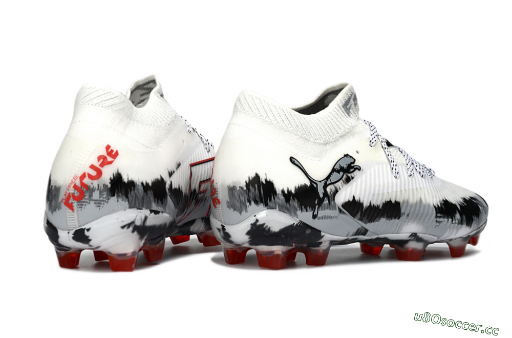 Men's Puma Future 8 Ultimate FG Firm Ground Low-Tops Football Boots - White/Crimson Black/Shadow Grey 6