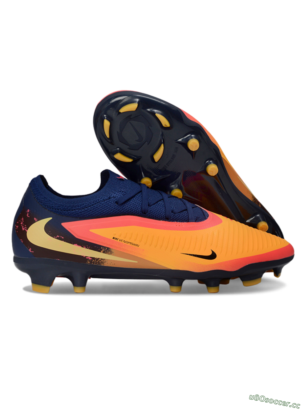 Unisex Nike Phantom 6 Low Elite FG Firm Ground Low-Tops Football Boots - Orange/Navy Blue/Flame Pink 2