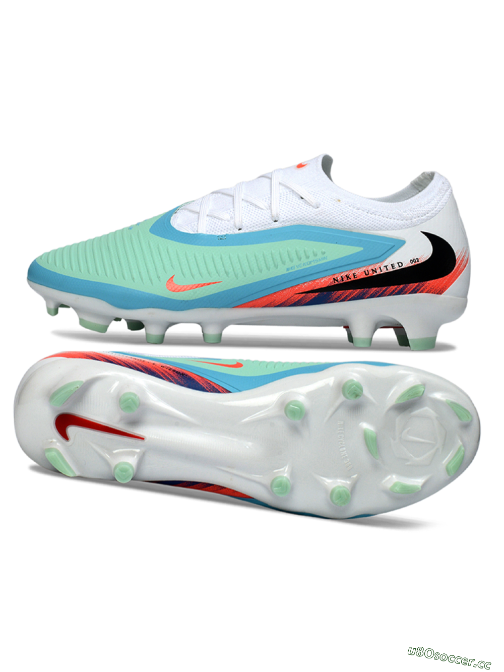 Unisex Nike Phantom 6 Low Elite FG Firm Ground Low-Tops Football Boots - Aqua/Coral Burst/Sky Blue 1