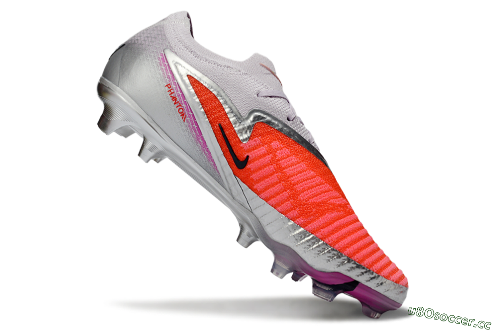 Unisex Nike Phantom 6 Low Elite FG Firm Ground Low-Tops Football Boots - Orange/Electric Pink/Metallic Silver 5