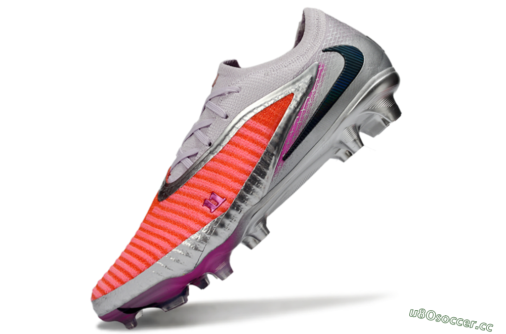 Unisex Nike Phantom 6 Low Elite FG Firm Ground Low-Tops Football Boots - Orange/Electric Pink/Metallic Silver 6