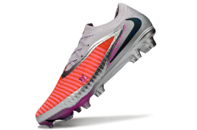 Unisex Nike Phantom 6 Low Elite FG Firm Ground Low-Tops Football Boots - Orange/Electric Pink/Metallic Silver
