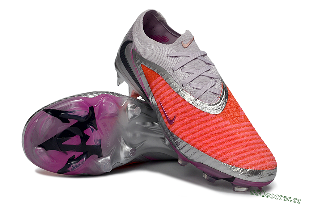 Unisex Nike Phantom 6 Low Elite FG Firm Ground Low-Tops Football Boots - Orange/Electric Pink/Metallic Silver 4
