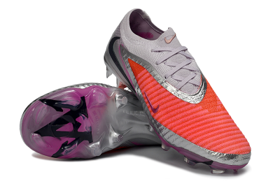 Unisex Nike Phantom 6 Low Elite FG Firm Ground Low-Tops Football Boots - Orange/Electric Pink/Metallic Silver