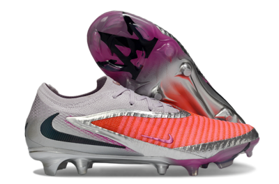 Unisex Nike Phantom 6 Low Elite FG Firm Ground Low-Tops Football Boots - Orange/Electric Pink/Metallic Silver