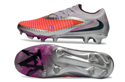 Unisex Nike Phantom 6 Low Elite FG Firm Ground Low-Tops Football Boots - Orange/Electric Pink/Metallic Silver