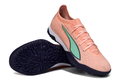 Men's Puma Ultra Ultimate TF Artificial Turf Low-Tops Football Shoes - Peach/Mint Green/Navy Blue
