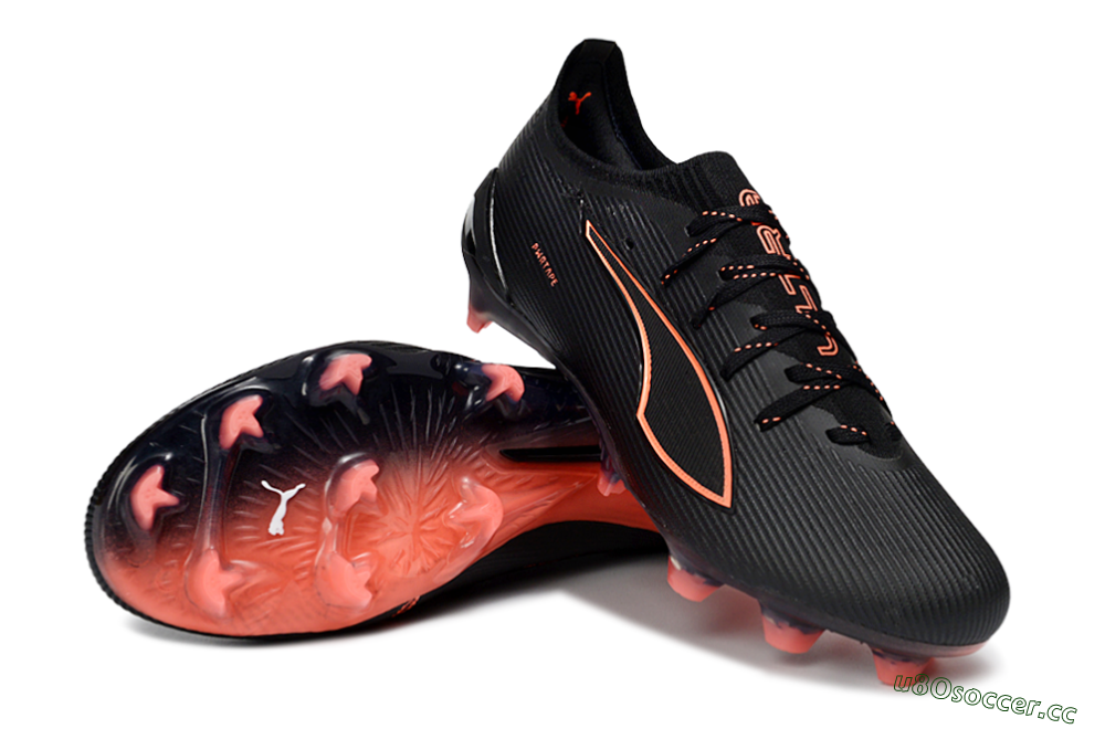 Men's Puma Ultra Ultimate FG Firm Ground Low-Tops Football Boots - Black/Vibrant Orange/Shadow Black 3