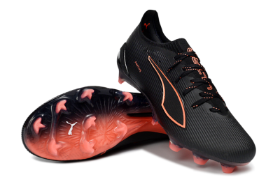 Men's Puma Ultra Ultimate FG Firm Ground Low-Tops Football Boots - Black/Vibrant Orange/Shadow Black