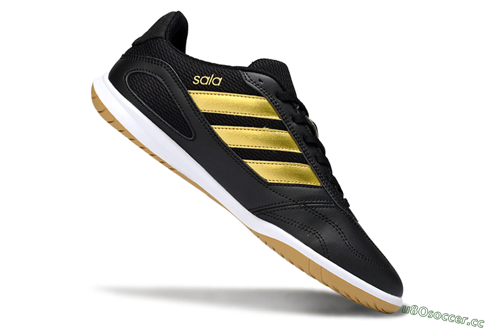 Men's Adidas Top Sala IC Indoor & Futsal Low-Tops Football Shoes - Black/Gold Accent/Gum Sole 4