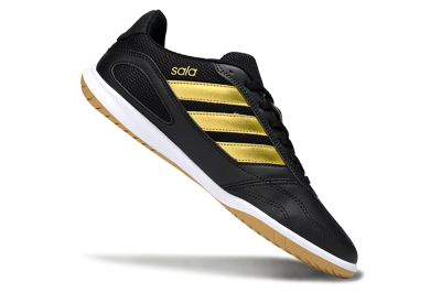 Men's Adidas Top Sala IC Indoor & Futsal Low-Tops Football Shoes - Black/Gold Accent/Gum Sole
