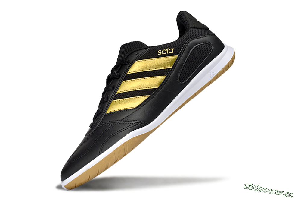 Men's Adidas Top Sala IC Indoor & Futsal Low-Tops Football Shoes - Black/Gold Accent/Gum Sole 5