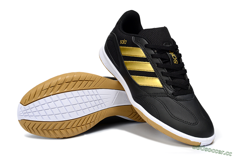 Men's Adidas Top Sala IC Indoor & Futsal Low-Tops Football Shoes - Black/Gold Accent/Gum Sole 3