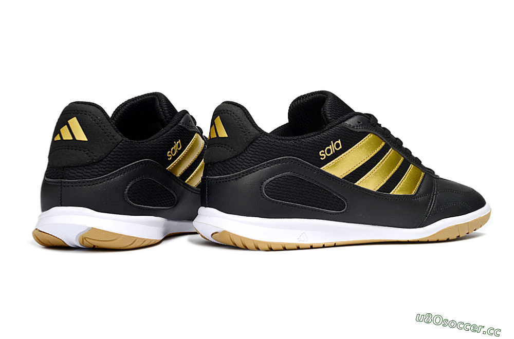 Men's Adidas Top Sala IC Indoor & Futsal Low-Tops Football Shoes - Black/Gold Accent/Gum Sole 6