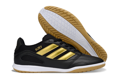 Men's Adidas Top Sala IC Indoor & Futsal Low-Tops Football Shoes - Black/Gold Accent/Gum Sole
