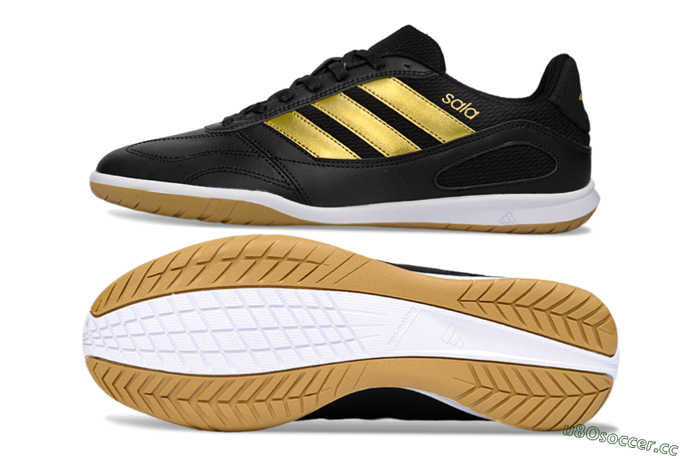Men's Adidas Top Sala IC Indoor & Futsal Low-Tops Football Shoes - Black/Gold Accent/Gum Sole 1