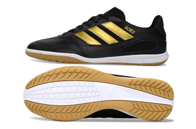 Men's Adidas Top Sala IC Indoor & Futsal Low-Tops Football Shoes - Black/Gold Accent/Gum Sole
